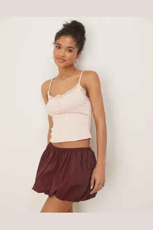 ASOS Ribbed cami top with lace and button detail in