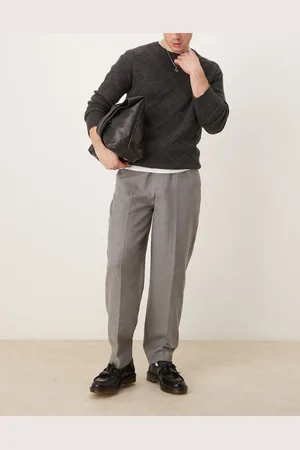 ASOS Smart oversized tapered trousers with front pleats in light brushed fabric