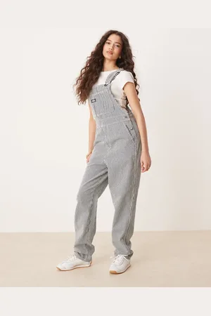 Dickies Classic hickory stripe denim dungarees in