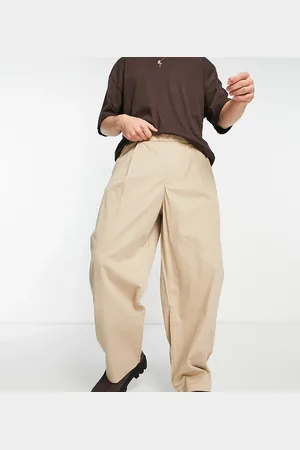 Bershka Extra wide elasticated trousers in beige