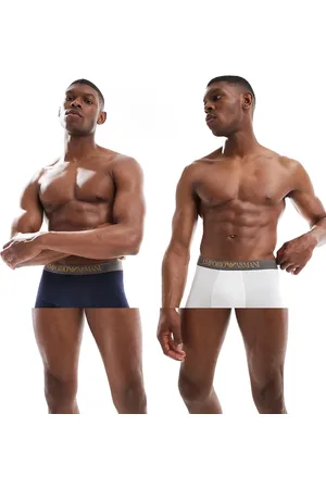 Emporio Armani Bodywear 2 pack soft touch bamboo logo trunks in and navy