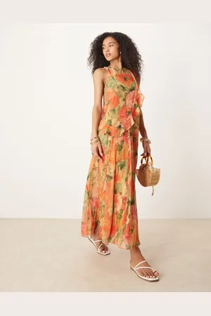 ASOS Race ruffle shift maxi dress in floral print