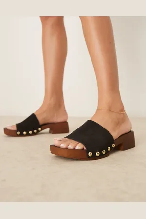ASOS Flare premium suede mule sandal clogs in