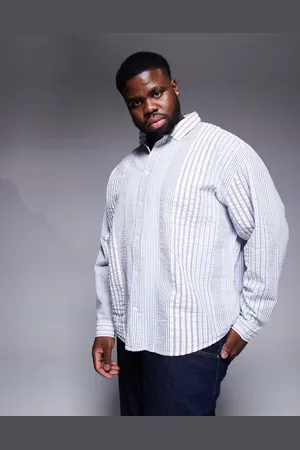 ASOS 90s oversized shirt in white and seersucker stripe