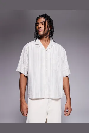 ASOS Boxy volume oversized seersucker shirt in stripe