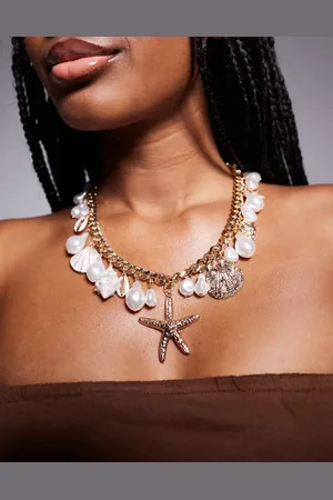 Aldo Rivierra shell and starfish chunky charm necklace in