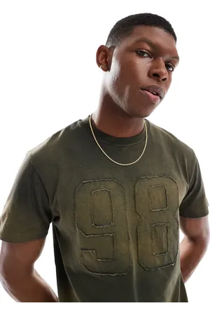 ASOS Boxy t-shirt in heavyweight 220gsm washed with number applique