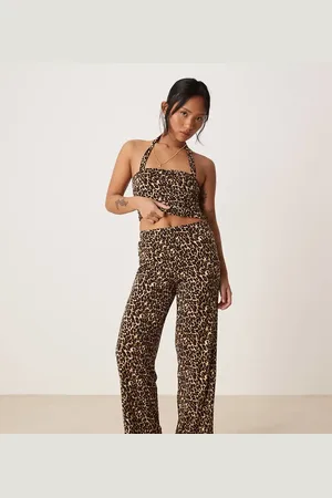 VILA Slinky jersey trouser co-ord in leopard print
