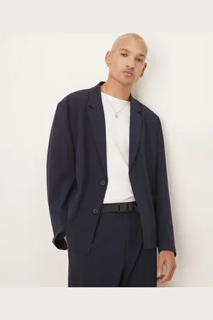 ASOS Slouchy boxy suit jacket in seersucker