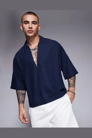 ASOS Oversized boxy overhead shirt in stripe jacquard