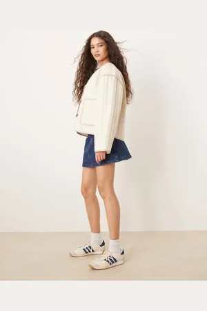 SELECTED Femme quilted jacket in cream with pockets