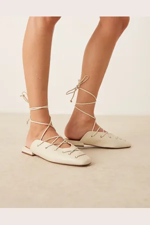 ASOS Laney premium ghillie-tie mule in off- leather