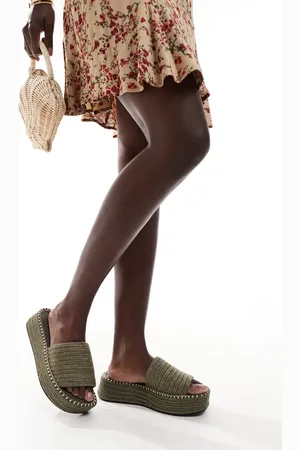 ASOS Jordyn flatform espadrille mule sandals in khaki