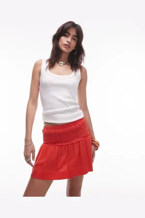 Topshop Linen mini skirt with ruched sides in