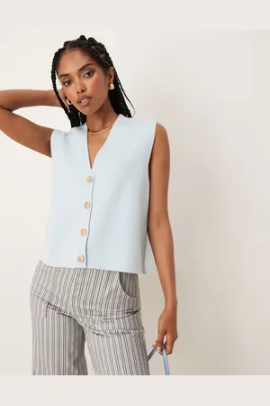 ASOS Structured boxy waistcoat in blue