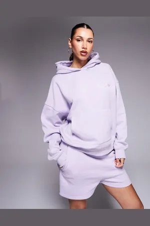 Kaiia Studio embroidered swirl logo oversized hoodie co-ord in lilac and pink