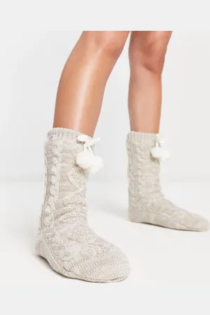 UGG Pom fleece lined socks in stone