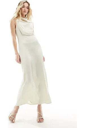 VILA Bridal cowl neck maxi dress in cream