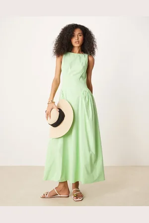 ASOS Slash neck waisted midi dress in