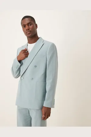 ASOS Slim double breasted suit jacket in light crinkle texture