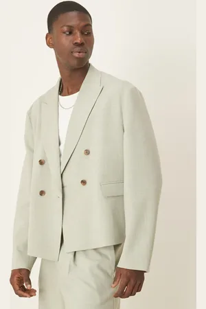 ASOS Linen look boxy suit jacket in sage