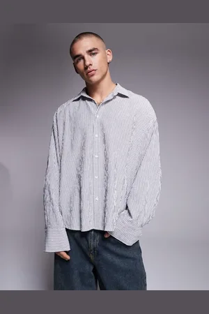 ASOS Oversized stripe shirt in and black seersucker