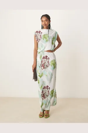 ASOS Plisse cutout detail maxi dress in orchid print