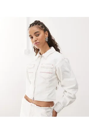 COLLUSION Fitted denim jacket in ecru