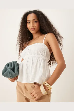 ASOS Crinkle textured cami top in ivory