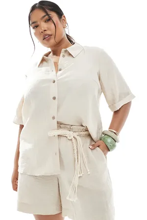 VERO MODA Boxy shirt co-ord in oatmeal