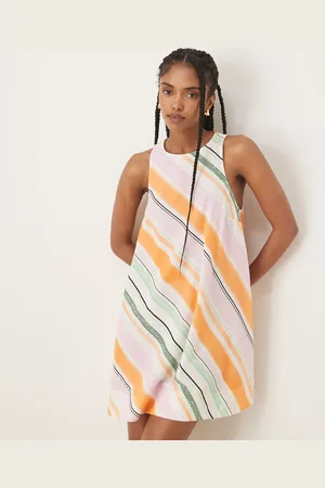ASOS A line racer mini dress in orange and pink stripe