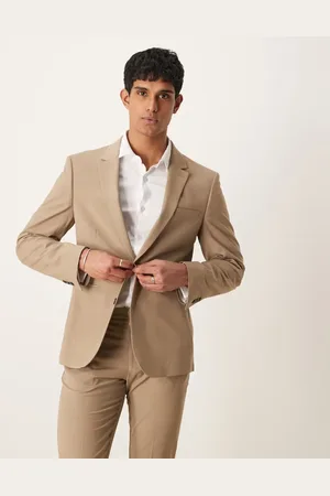 ASOS Washable slim suit jacket with lightweight worsted wool in beige - BEIGE