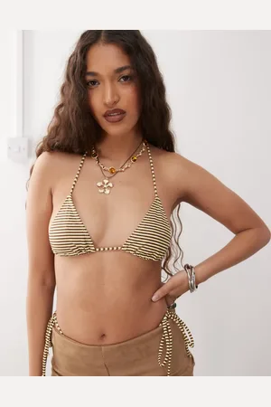 Motel Pami striped bikini top in