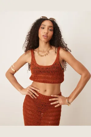 ASOS Knitted beach crop top in rust