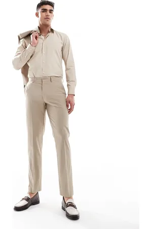 ASOS Washable slim suit trousers with lightweight worsted wool in - BEIGE