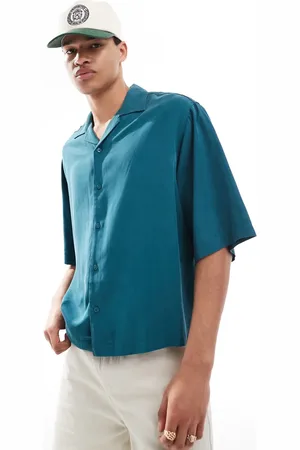 ASOS Oversized revere boxy shirt in teal