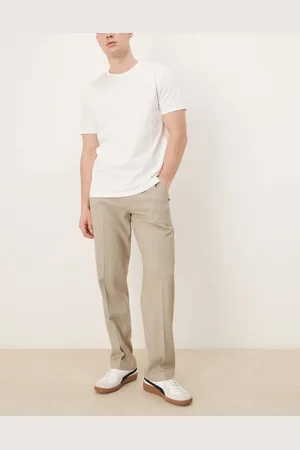 ASOS Smart straight leg trousers with side adjusters in light stone melange