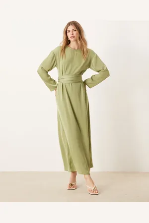 ASOS Tie back satin maxi dress in sage green
