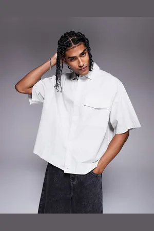 ASOS Oversized boxy shirt with concealed buttons in light