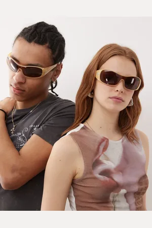Reclaimed Unisex festival tonal wrap sunglasses with branding