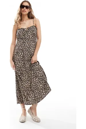 ONLY Midi strap dress in leo print