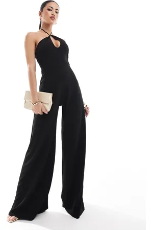 ASOS Cut out halter wide leg jumpsuit in