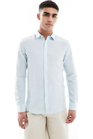 Only & Sons Linen mix long sleeve shirt in light