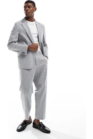 ASOS Relaxed tapered fit suit trousers with linen cotton in