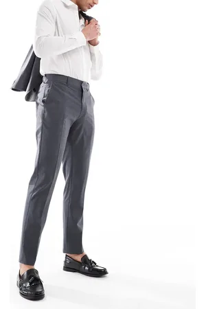 ASOS Washable slim suit trousers with lightweight worsted wool in charcoal - CHARCOAL
