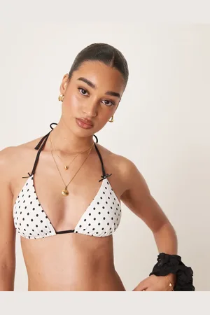 Free Society Polka dot triangle bikini top in