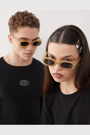 Reclaimed Unisex slim square festival sunglasses in frosted