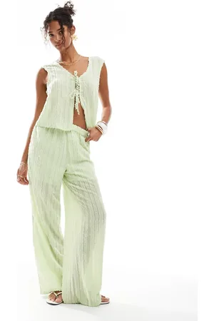 Pieces® Textured wide leg trouser co-ord in gleam