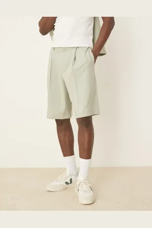 ASOS Linen look wide suit short in sage