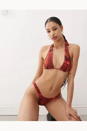 Motel Cerry hibiscus print bikini top in